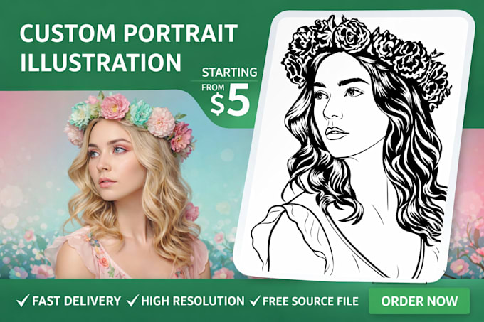 draw custom stencil, black and white vector illustration and line art