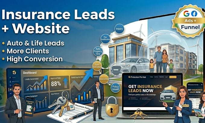 build auto, financial insurance website and generate auto, life insurance leads
