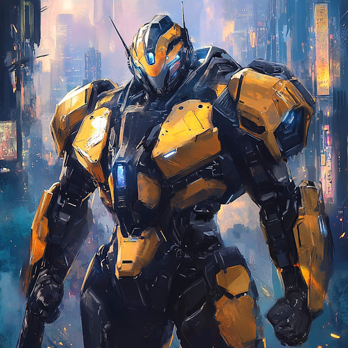 do a mecha robot gundam illustrations