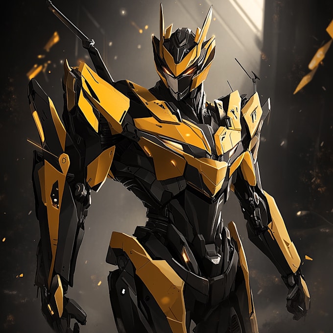 desing a unique mecha robot illustration