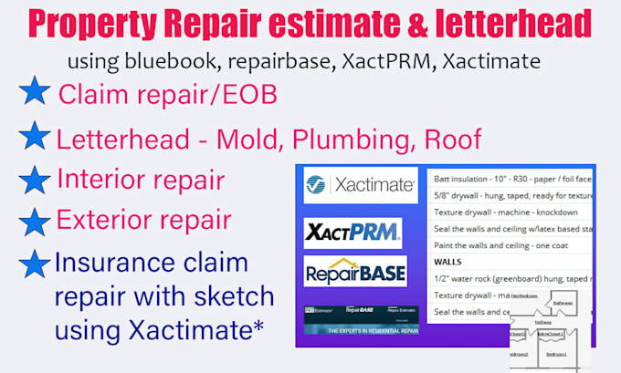 provide repair estimate using bluebook, repairbase