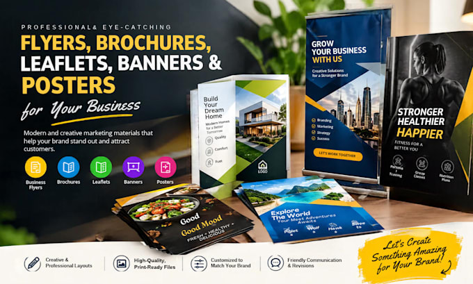 design professional flyers, brochures, leaflets, banners and posters