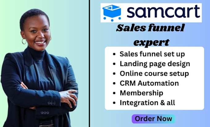 a high converting samcart sales funnel, checkout page, order bumps and upsells