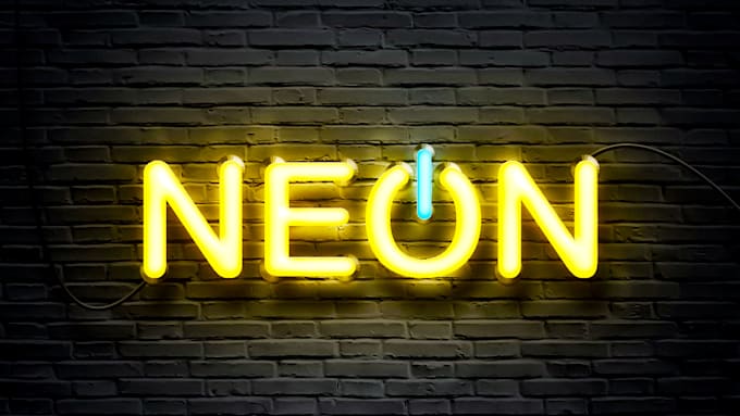 create a 3d neon logo animation and neon light effect design