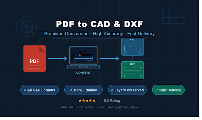 do professional cad conversion dxf, dwg, PDF to cad