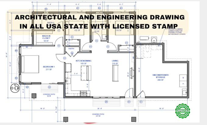 Draw redraw stamp deck garage adu house construction plan mep for city ...