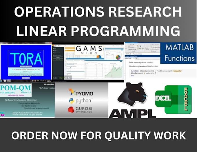 do industrial engineering tasks using excel solver, lingo, python