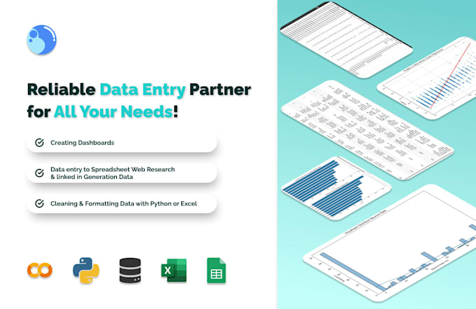handle data entry, data cleaning, and create dashboard for your business needs