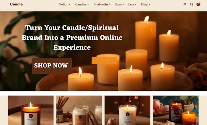 design candle wax shopify spiritual product lighting scent store candle website