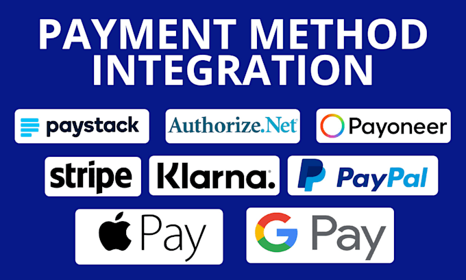 integrate payment gateways stripe, paypal, square, authorize net, apple pay