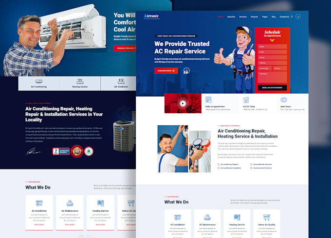 design roofing, construction, hvac, plumbing website with ai integration