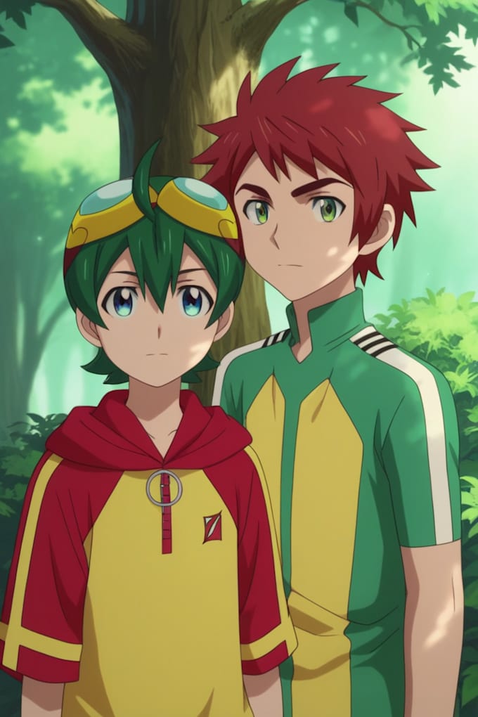 make a single pony or illustrious lora of 2 boys characters