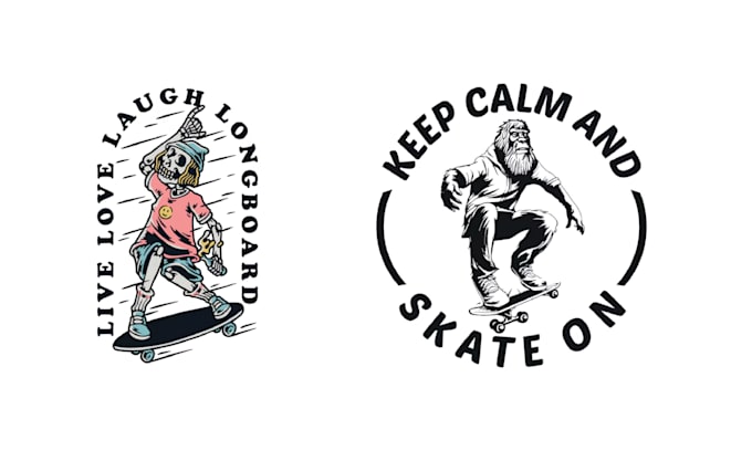 design vintage skeleton skate logo with illustration