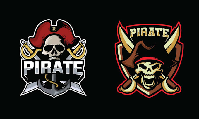 create custom skull pirates vector logo