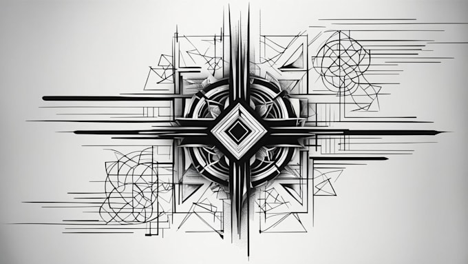 create black and white geometric artistic tattoo design