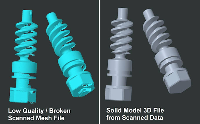 make 3d cad solid model from scan data or mesh files