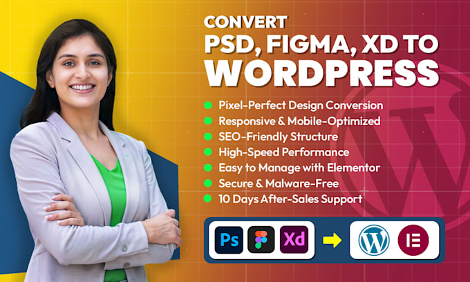 convert HTML, PSD to wordpress,  figma to responsive wordpress elementor