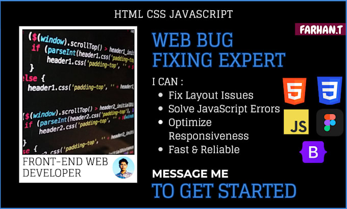 Fix website bugs fast html css javascript by Tan_farhan | Fiverr