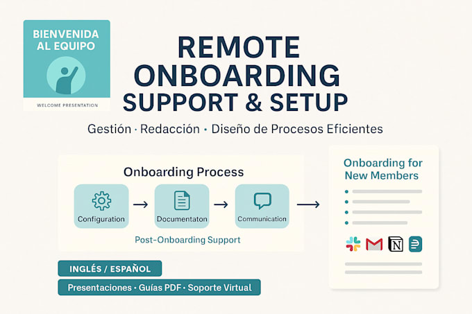 remote onboarding implementation and support for teams,management, writing