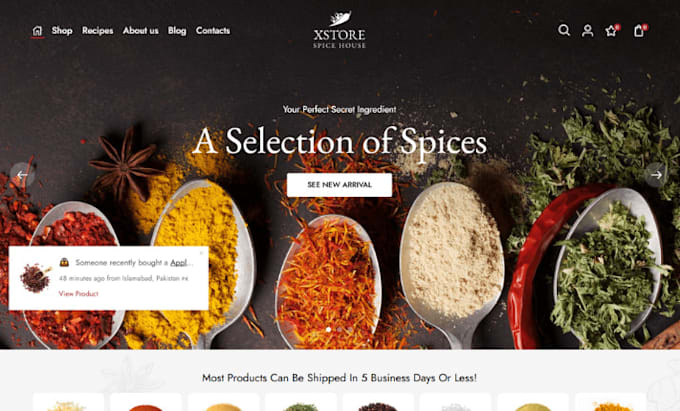 design spice shopify herb sauce store seasoning food recipe website spice store
