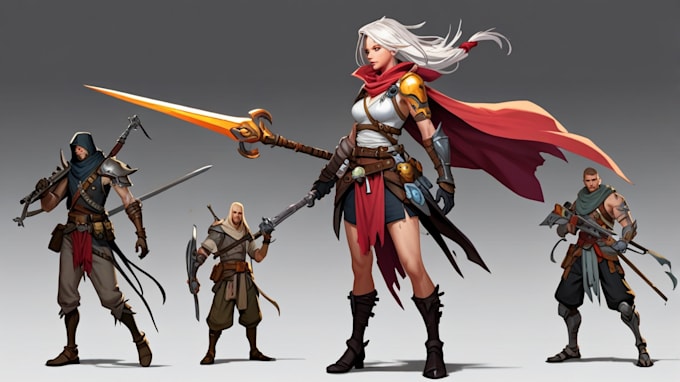 draw a character design or concept art, fantasy illustration