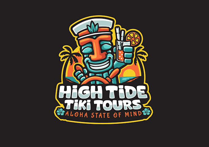 design unique tiki boat tour logo
