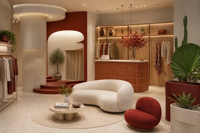 design interiors for retail stores, office, shops, cafe and restaurant