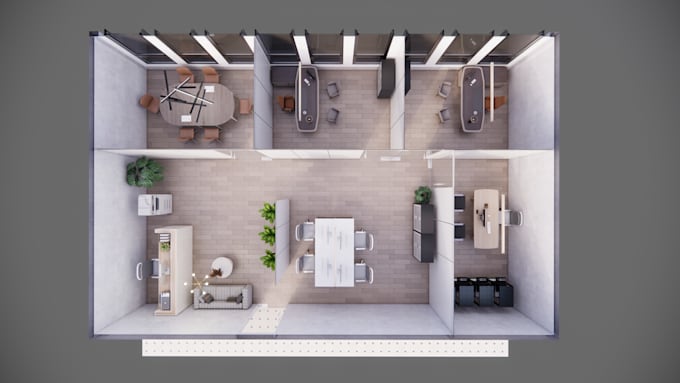 create office interior design with commercial space and coworking open space