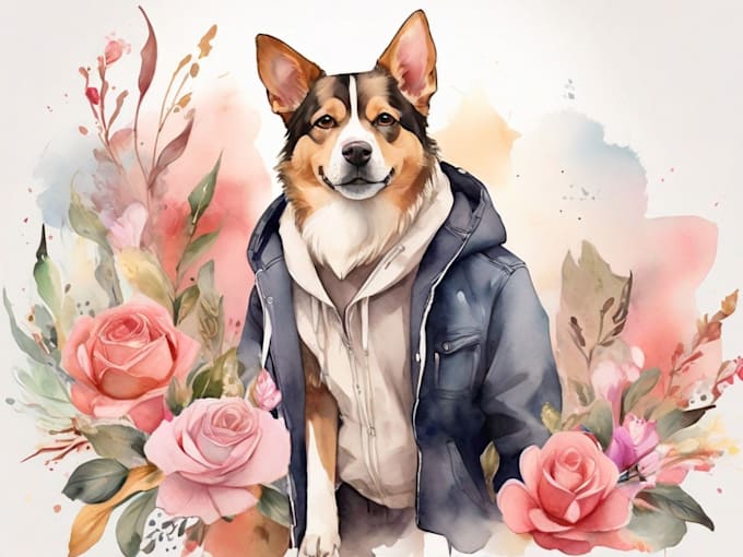 create amazing all pet portrait watercolor style