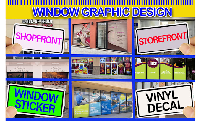 design modren shopfront, storefront, window graphic,signage,decal,vinyl, sticker