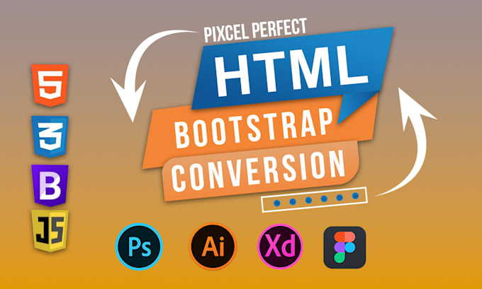 convert figma, xd, PSD, or canva designs to responsive HTML5 with bootstrap 5