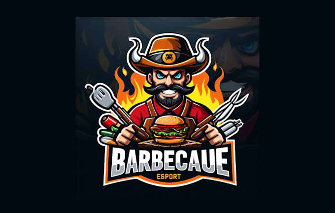 do awesome barbecue esport mascot logo within two days