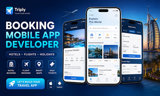 develop hotel booking travel booking and flight booking app