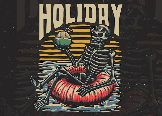 draw a illustration sticker and tshirt custom design