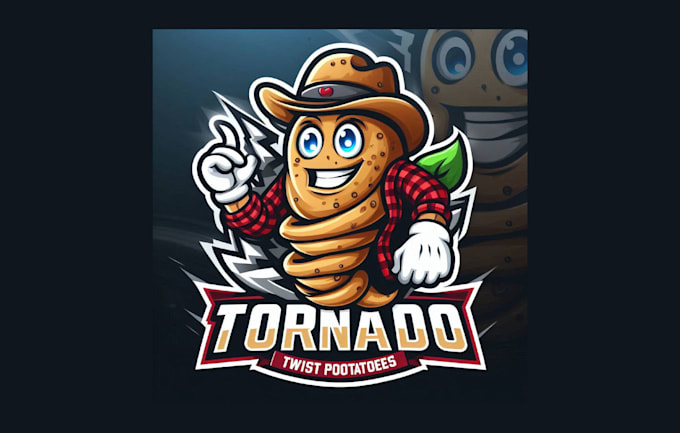 do tornado twist potatoes mascot logo for your company