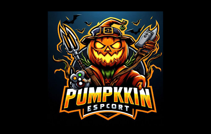 do amazing pumpkin esport mascot logo with any file