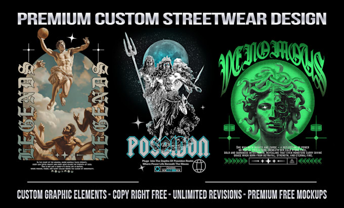 create custom streetwear t shirt design and hoodies design
