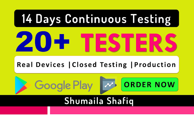 provide 20 testers for google play closed testing, publish app production mode