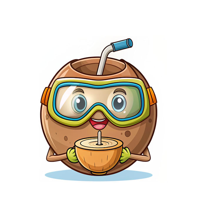 make modern mascot juice coconut drink logo