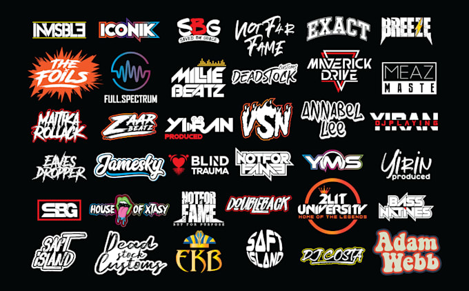 design graffiti, metal, music, dj, typography, and text logo