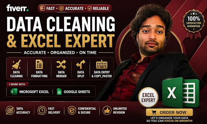 clean, format, merge, split excel data, data entry