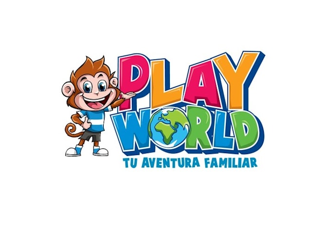 design fun mascot play world activity center logo