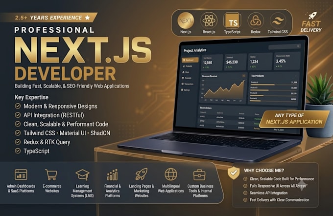 develop responsive web apps using next js and react