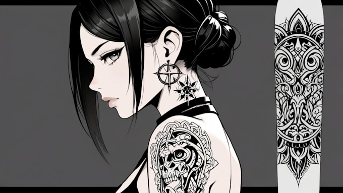 professional tattoo design black and white or color