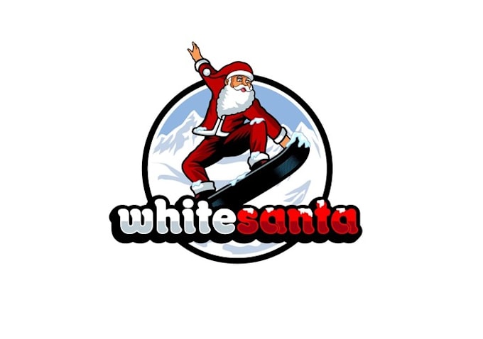 make white santa skis board maker logo design