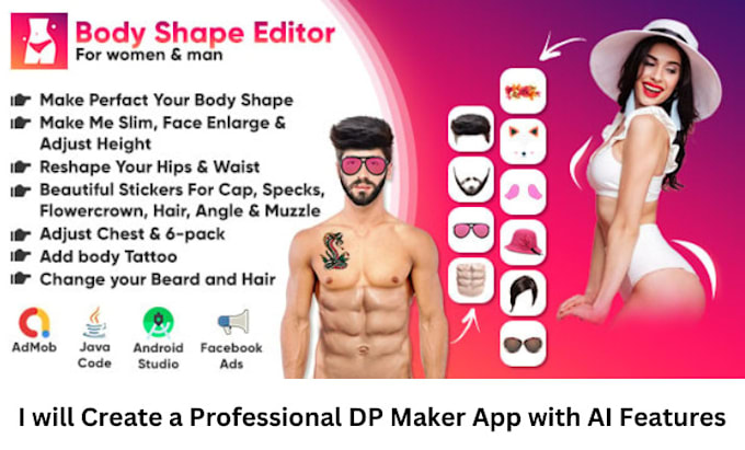 create a professional body shape editor app for women men