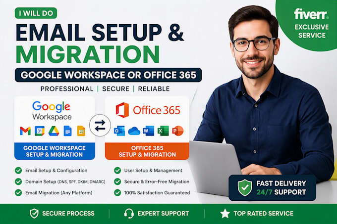 do email setup and migration google workspace or office 365
