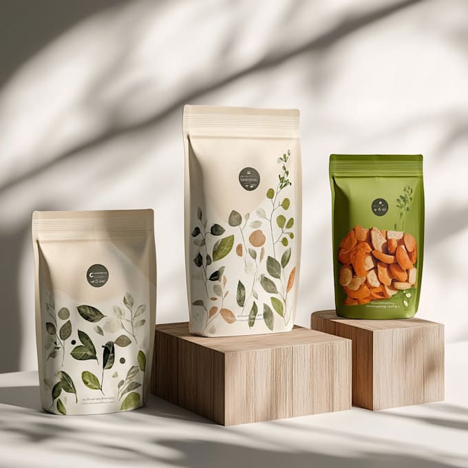 create packaging, box packaging, pouch design, myler bag, label with mockup