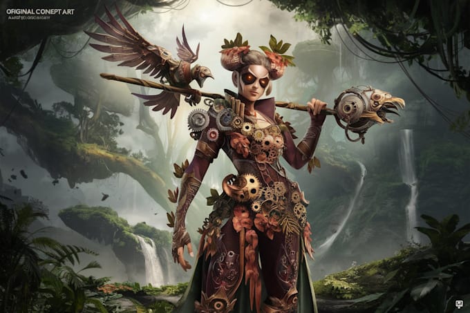 draw game character, original fantasy concept art