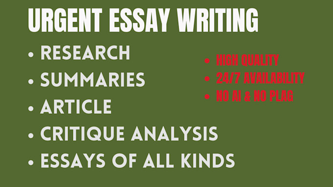 do urgent essay writing as an essay writer